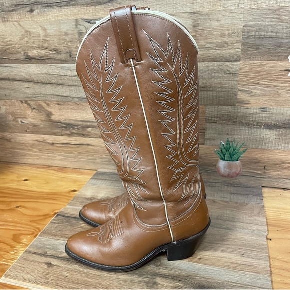 Vintage Acme women’s cowgirl boots size 6.5 narrow sand western - Picture 4 of 11